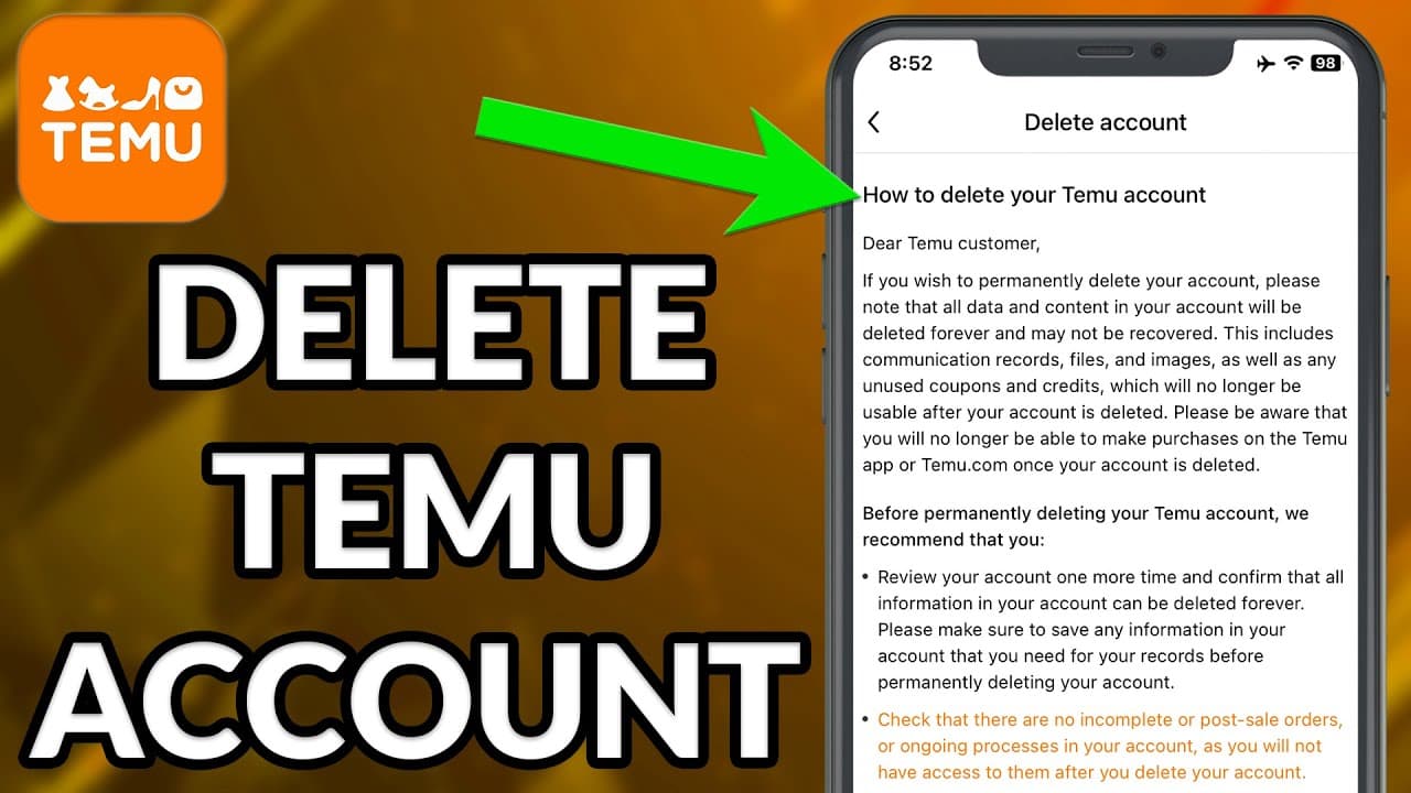 Cómo Eliminar cuenta de Temu desde la aplicación